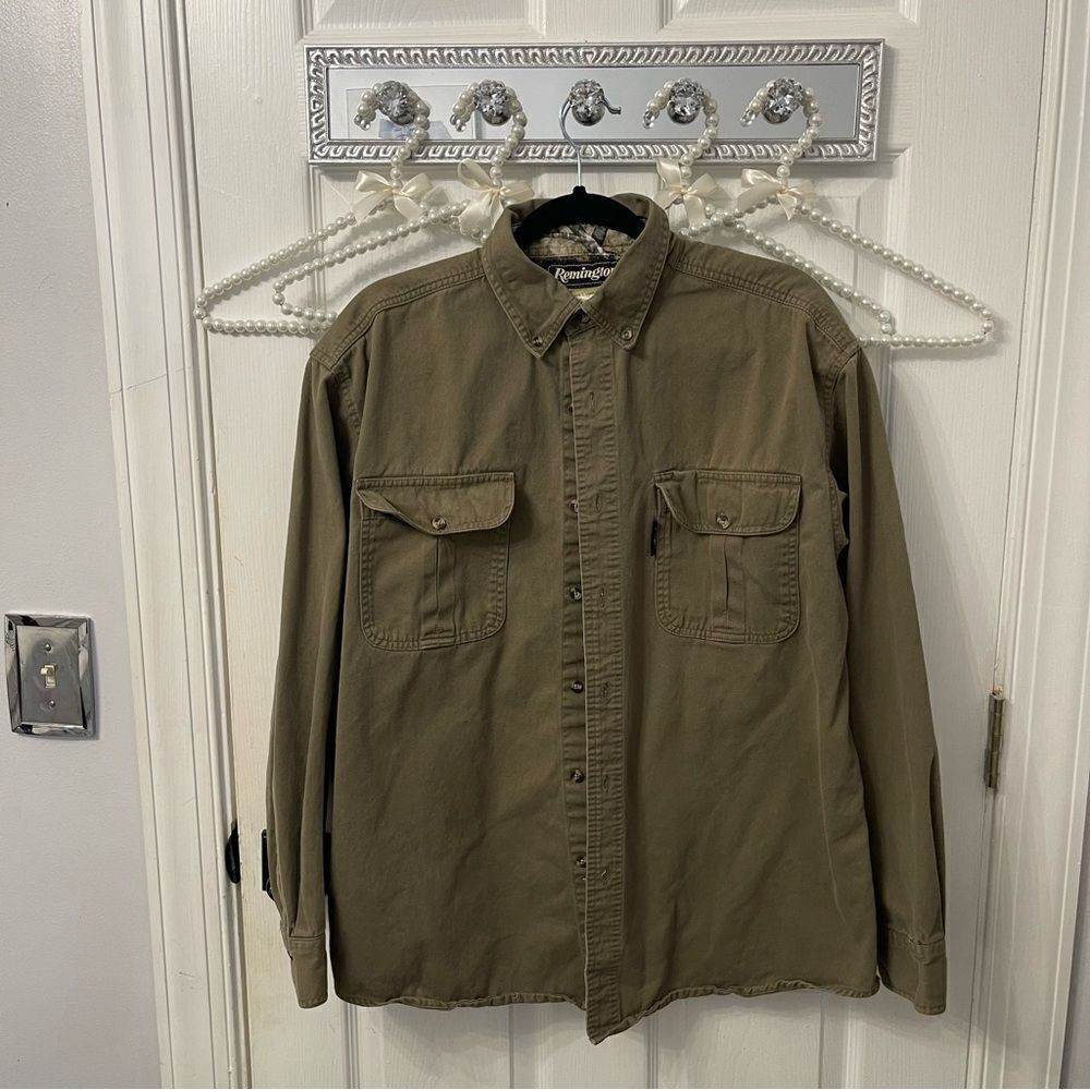 Remington Olive Green Casual Button-Down Shirt